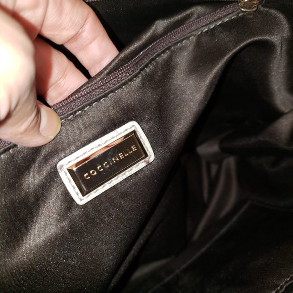 Coccinelle Women's Beige Leather Ostrich Tote Handbag - Picture 9 of 10